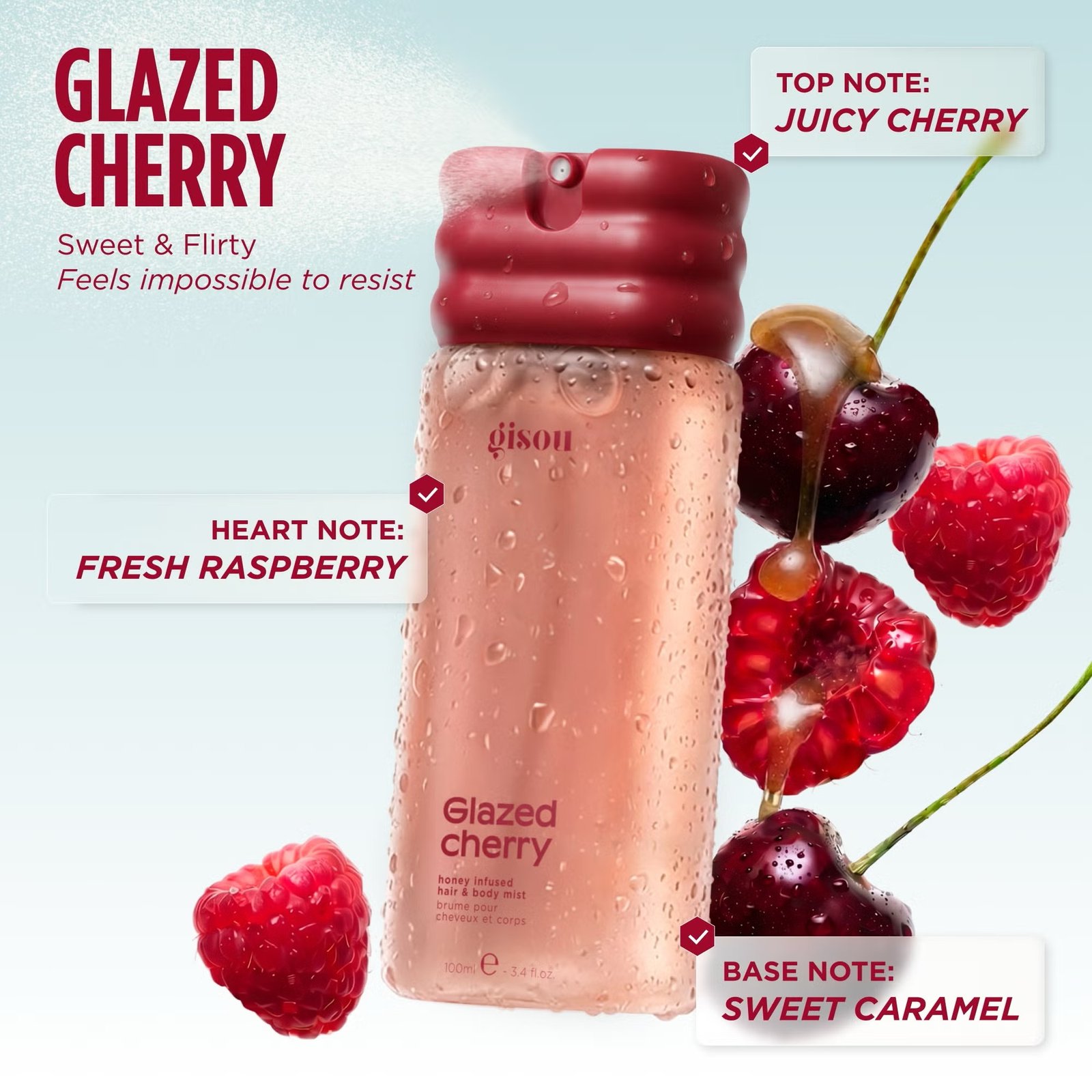 Gisou Honey Infused Hair & Body Mist 100ml - Glazed Cherry - Imagem 2