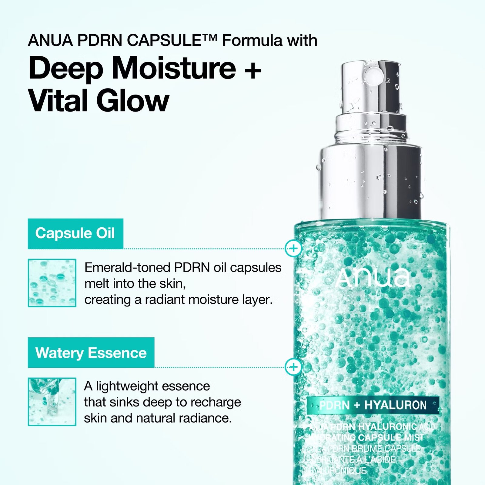 Anua PDRN Hyaluronic Acid Hydrating Capsule Mist 100ml - Imagem 5